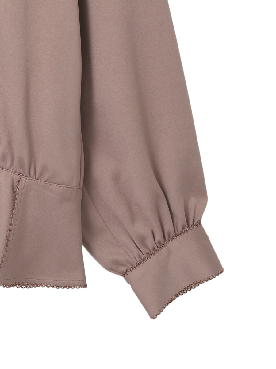 サテン起毛ペプラムブラウス 詳細画像 ブラウン 4