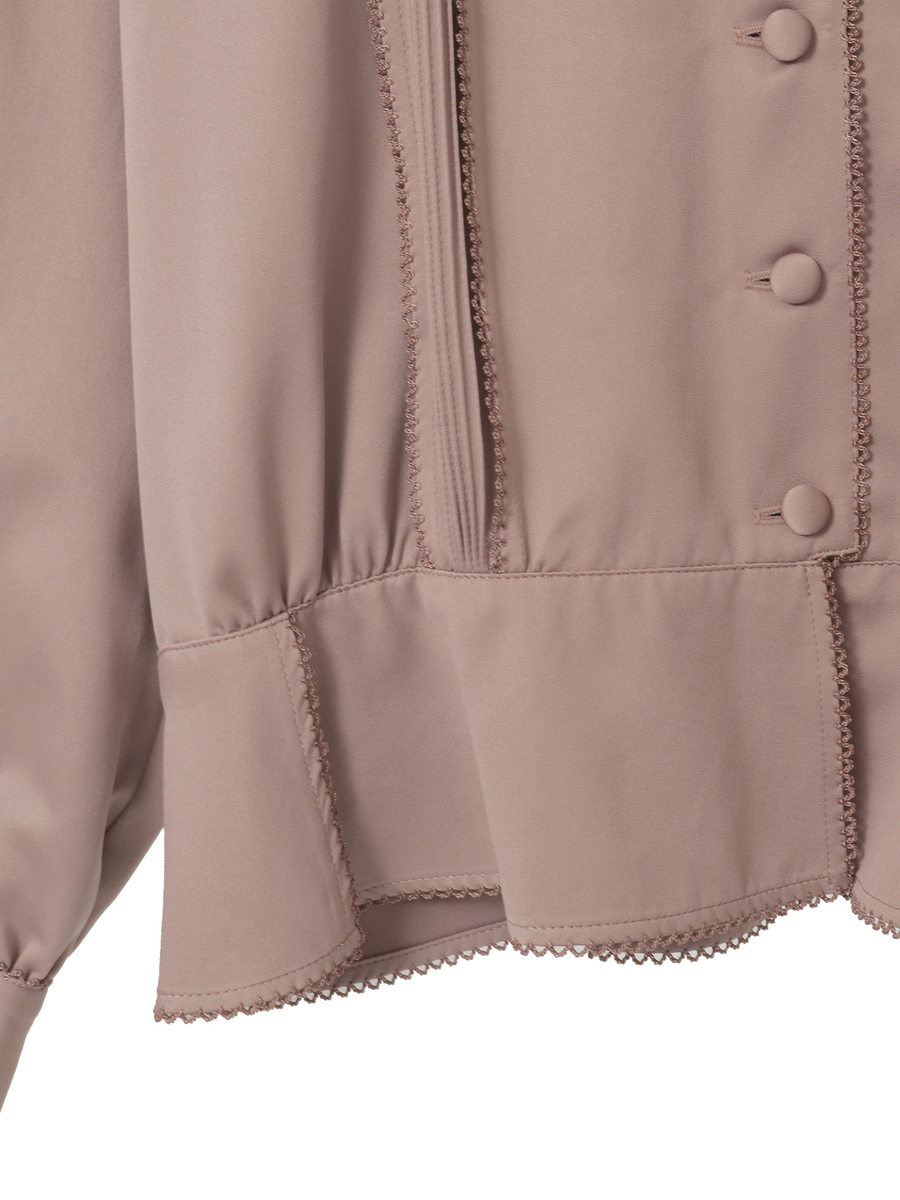 サテン起毛ペプラムブラウス 詳細画像 ブラウン 6