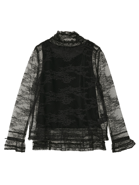 リバーレーススタンドカラーブラウス