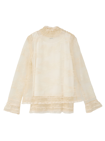 リバーレーススタンドカラーブラウス