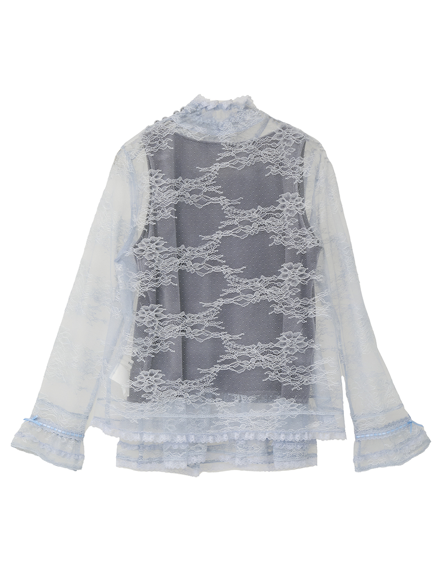 リバーレーススタンドカラーブラウス 詳細画像 クロ 2