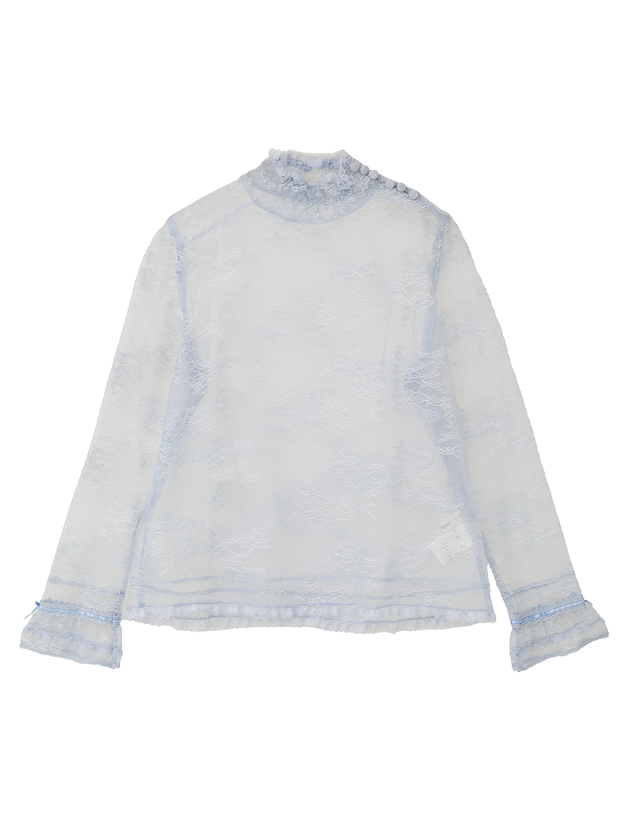 リバーレーススタンドカラーブラウス 詳細画像 クロ 9