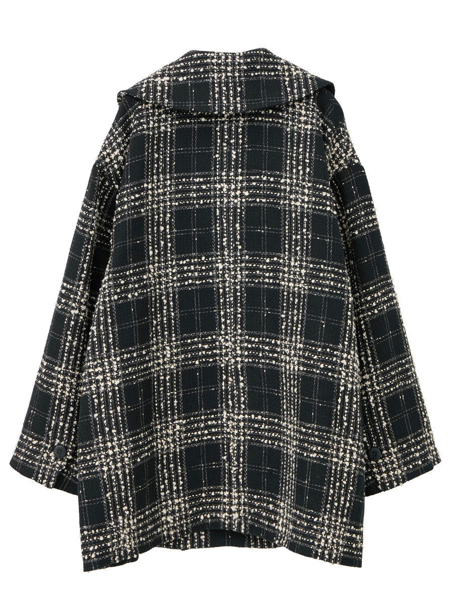 リントンビッグチェックツイードコート 詳細画像 クロ 2