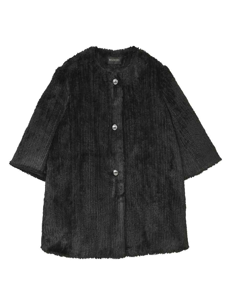 エコファーノーカラーコート 詳細画像 クロ 1