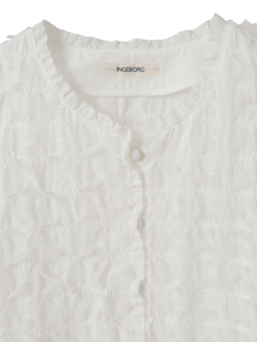 チュールリボン刺繍ジャケット 詳細画像 オフ 3