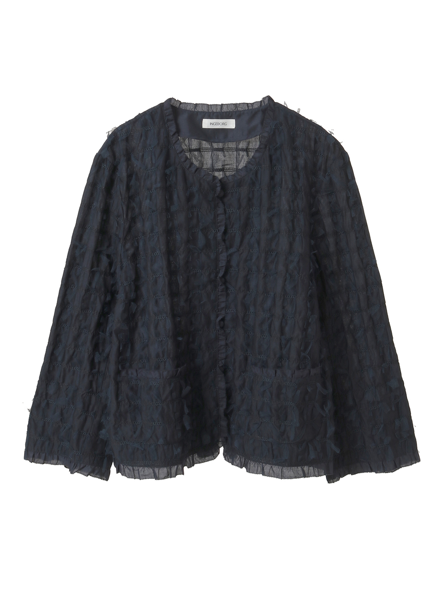 チュールリボン刺繍ジャケット 詳細画像 ネイビー 1