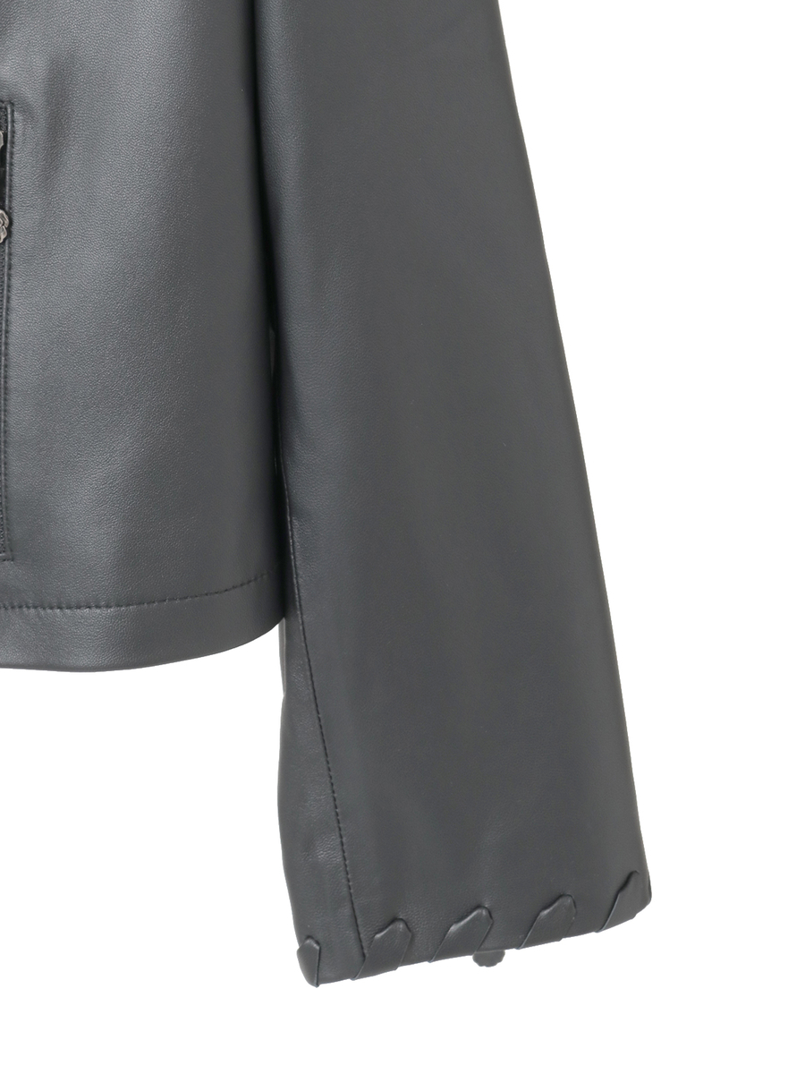 ラムレザーノーカラージャケット 詳細画像 ワイン 4