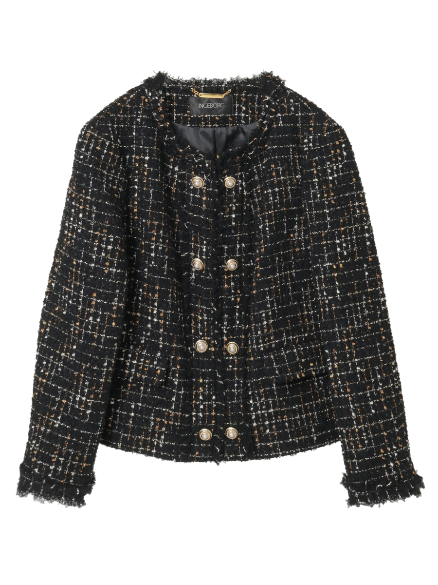 カナーレツイードノーカラージャケット 詳細画像 クロ 1