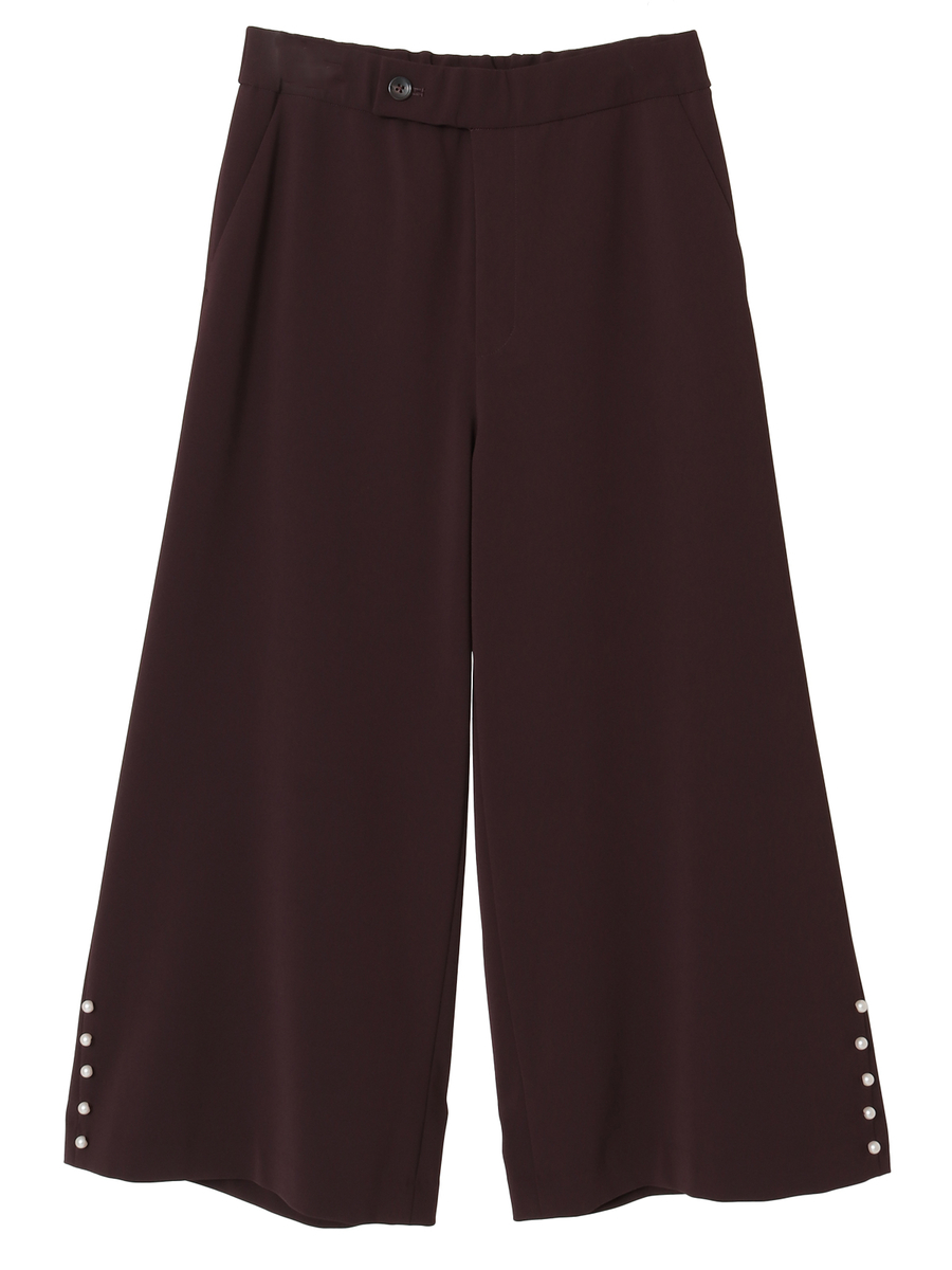パール調釦アクセントワイドパンツ 詳細画像 ブラウン 1