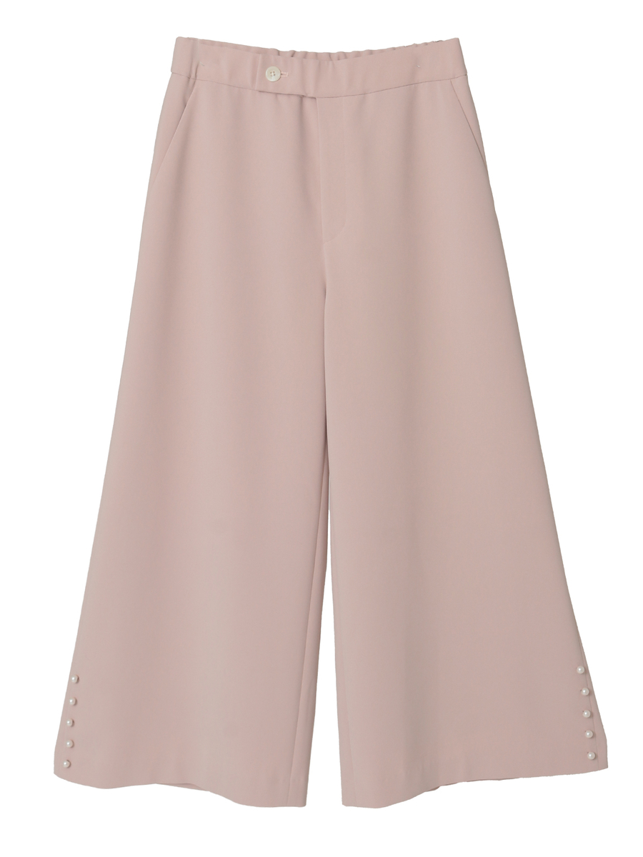 パール調釦アクセントワイドパンツ 詳細画像 ピンクベージュ 1