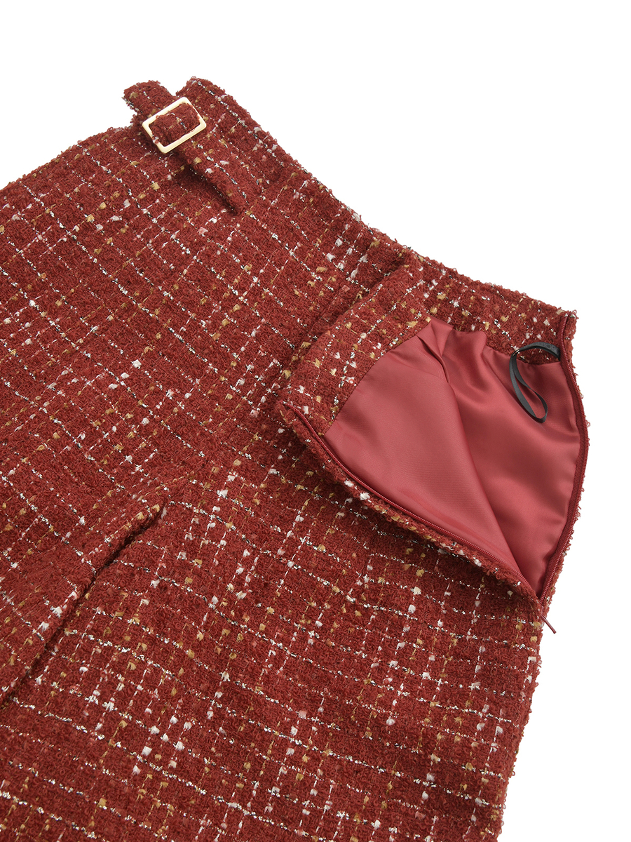 カナーレツイードワイドパンツ 詳細画像 バーガンディ 5