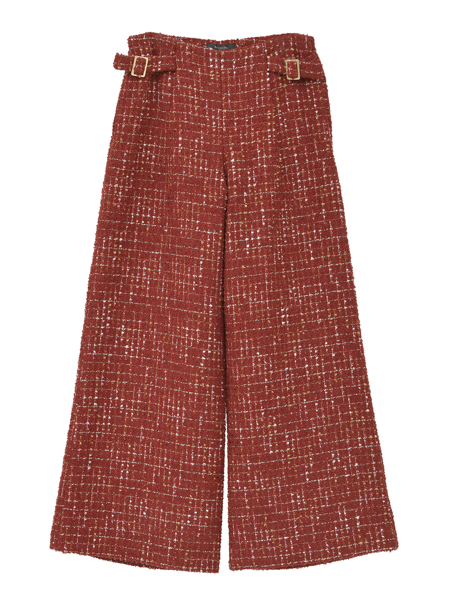 カナーレツイードワイドパンツ 詳細画像 バーガンディ 1