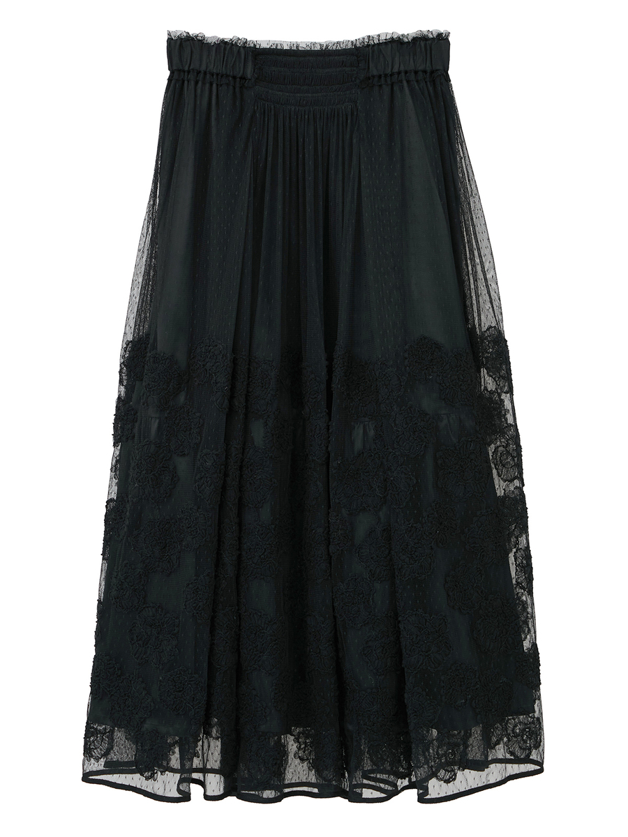カメリアチュールレーススカート 詳細画像 クロ 1
