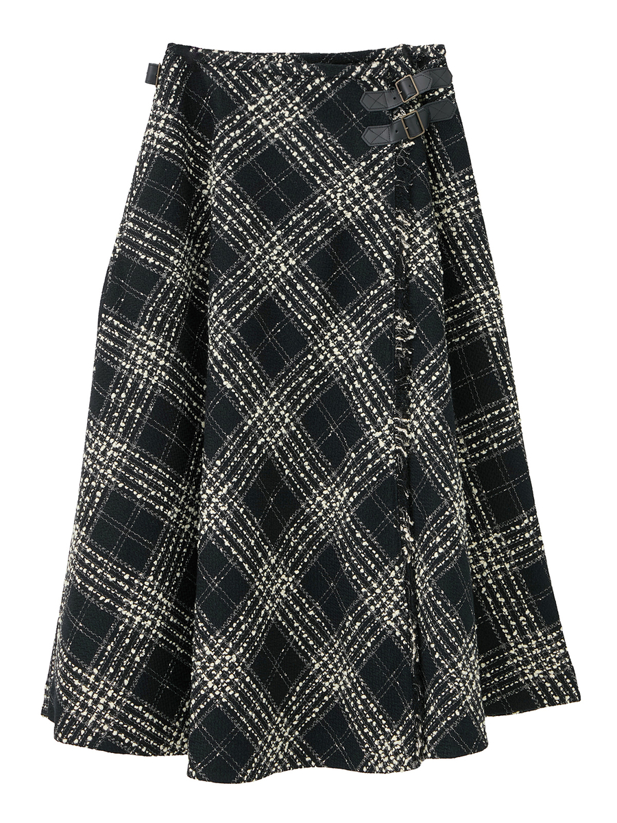 リントンビッグチェックツイードスカート 詳細画像 クロ 1