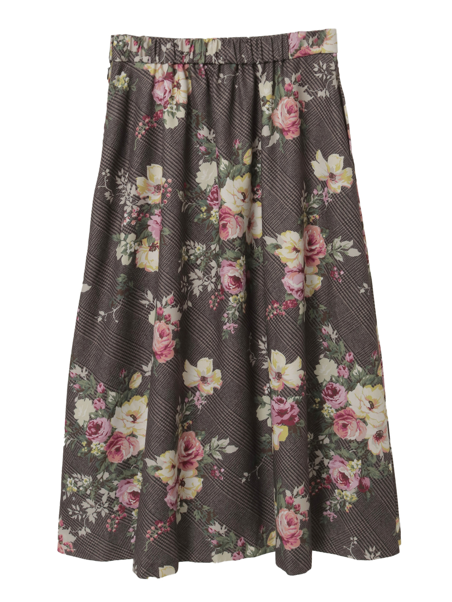 チェックブーケpt.スカート 詳細画像 クロ 2