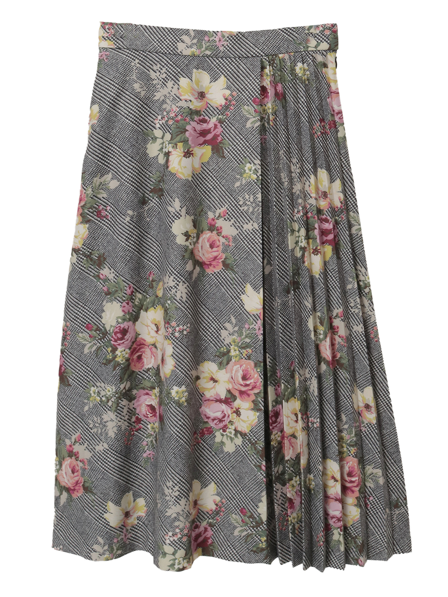 チェックブーケpt.スカート 詳細画像 クロ 1