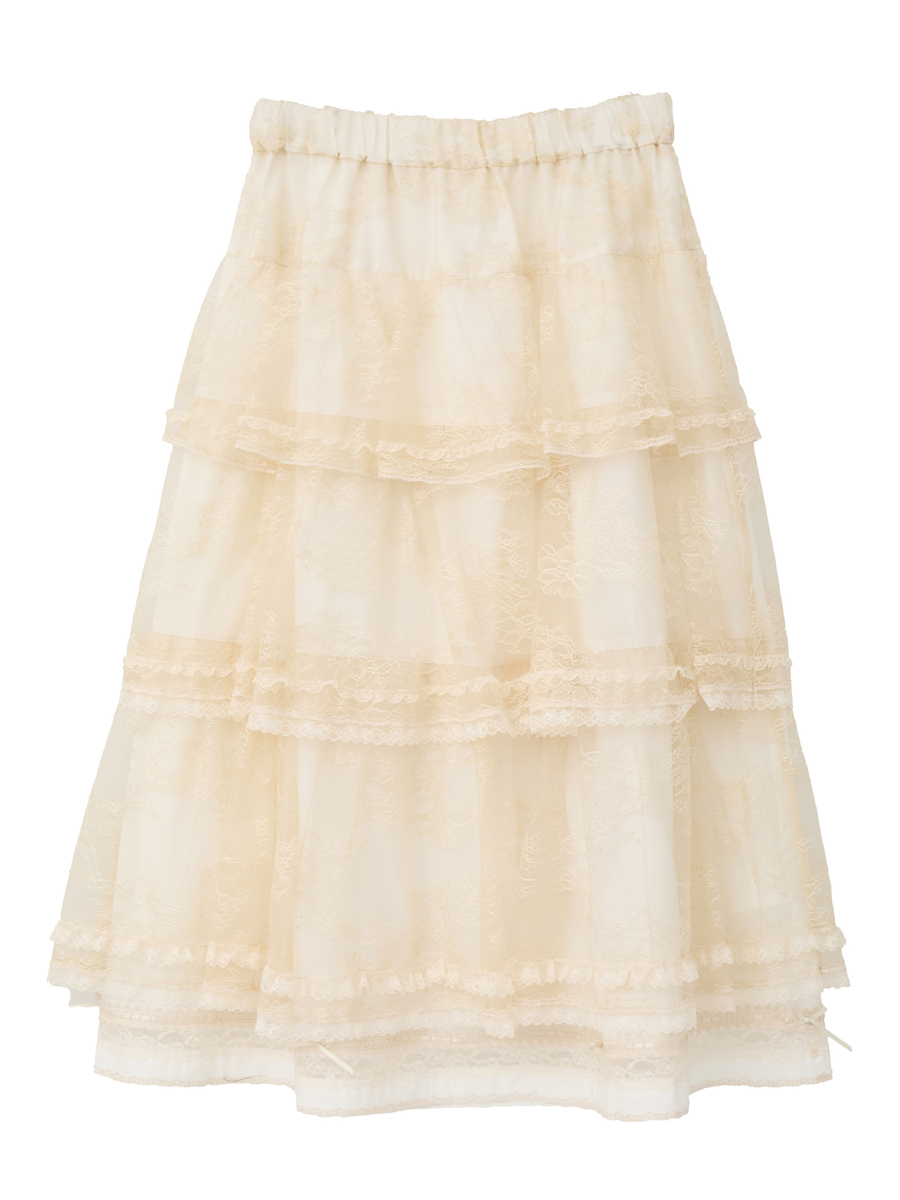 リバーレースフリルティアードスカート 詳細画像 クロ 1