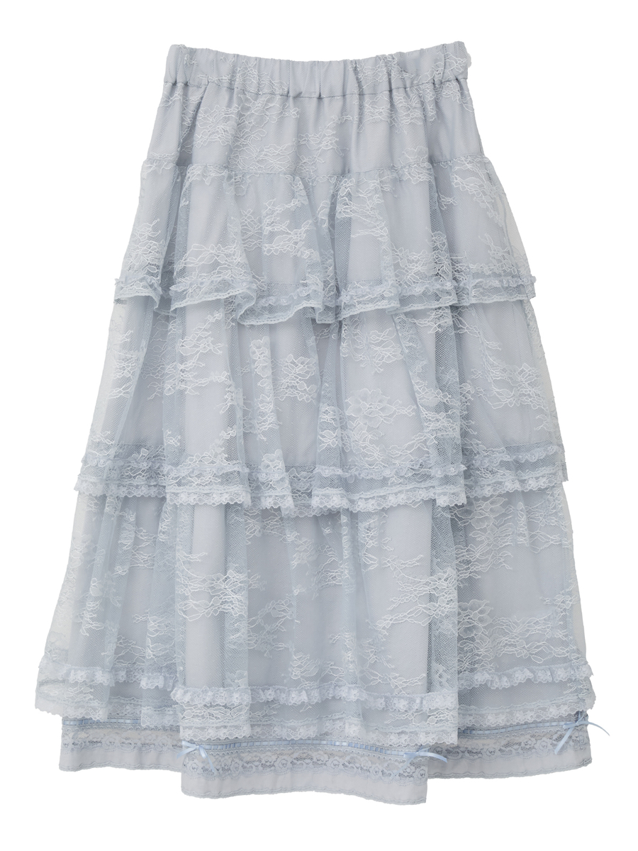 リバーレースフリルティアードスカート 詳細画像 ブルーグレー 1