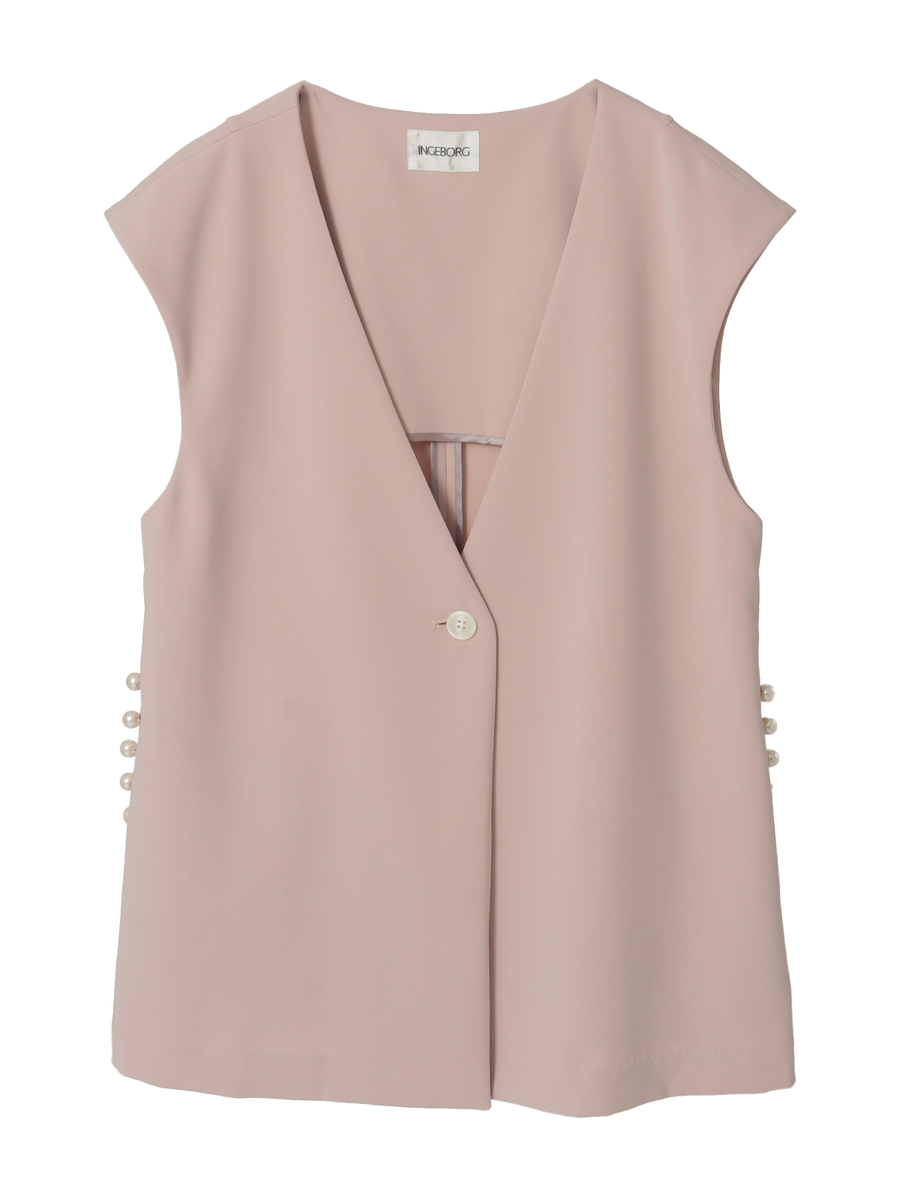 パール調釦アクセントベスト 詳細画像 ピンクベージュ 1