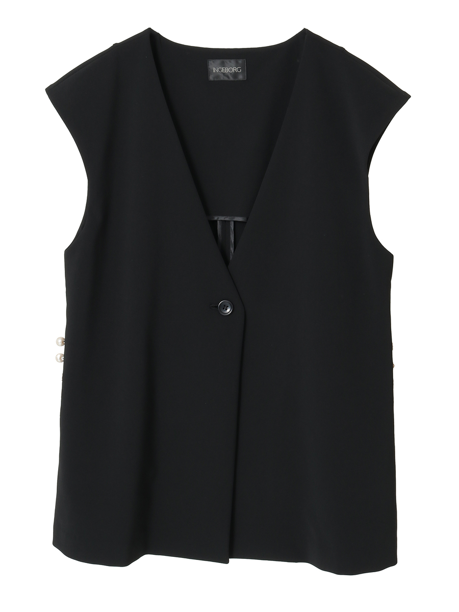 パール調釦アクセントベスト 詳細画像 クロ 1