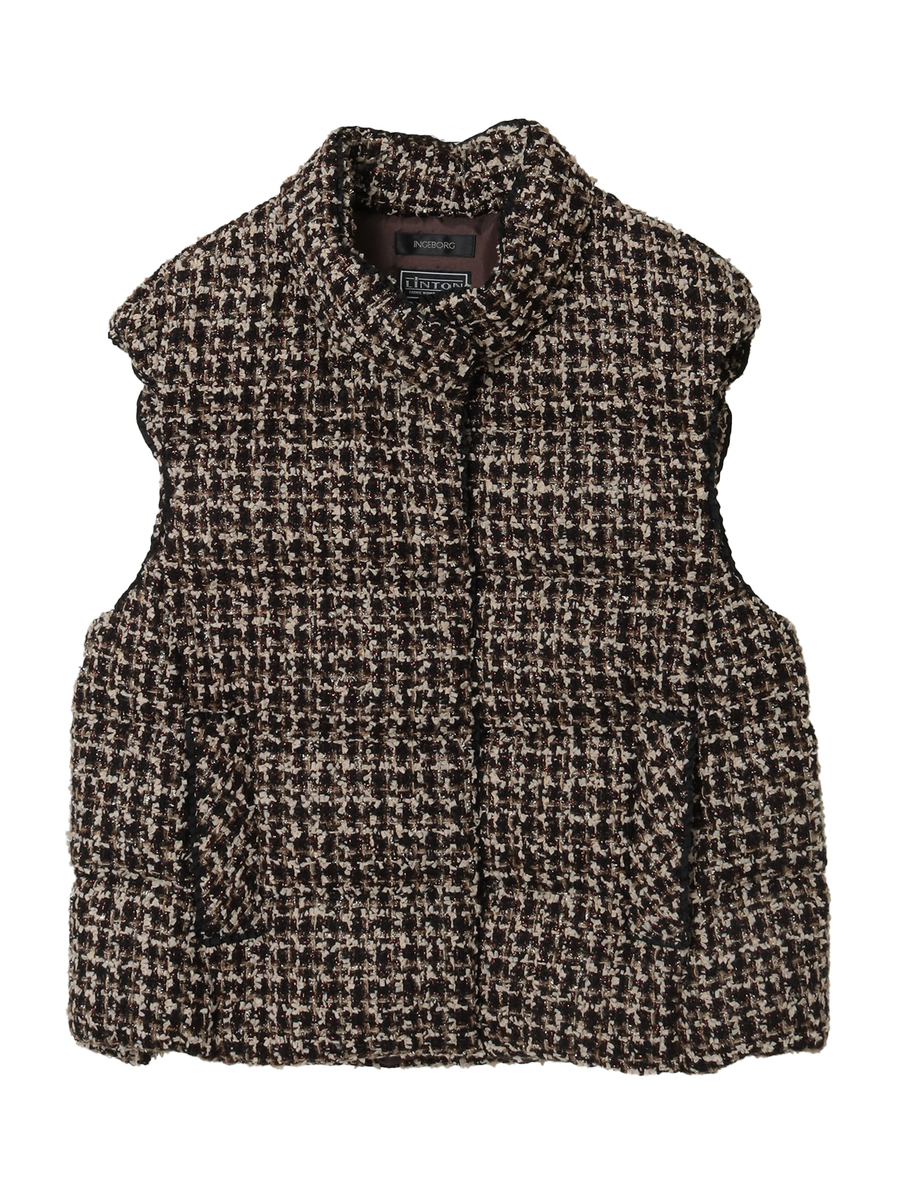 Selection of LINTONツイードダウンベスト 詳細画像 クロ 1