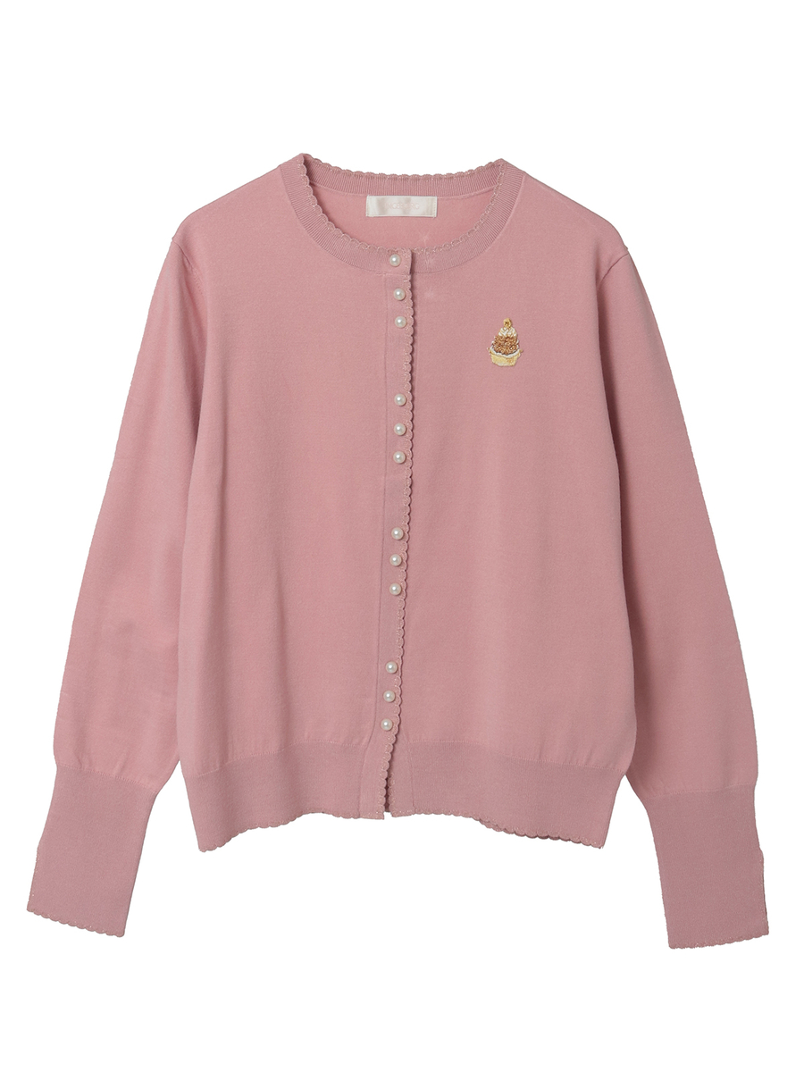 Le Salon de INGEBORGワッペン付きカーディガン 詳細画像 パープル 1