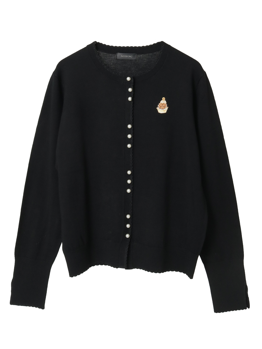 Le Salon de INGEBORGワッペン付きカーディガン 詳細画像 クロ 1