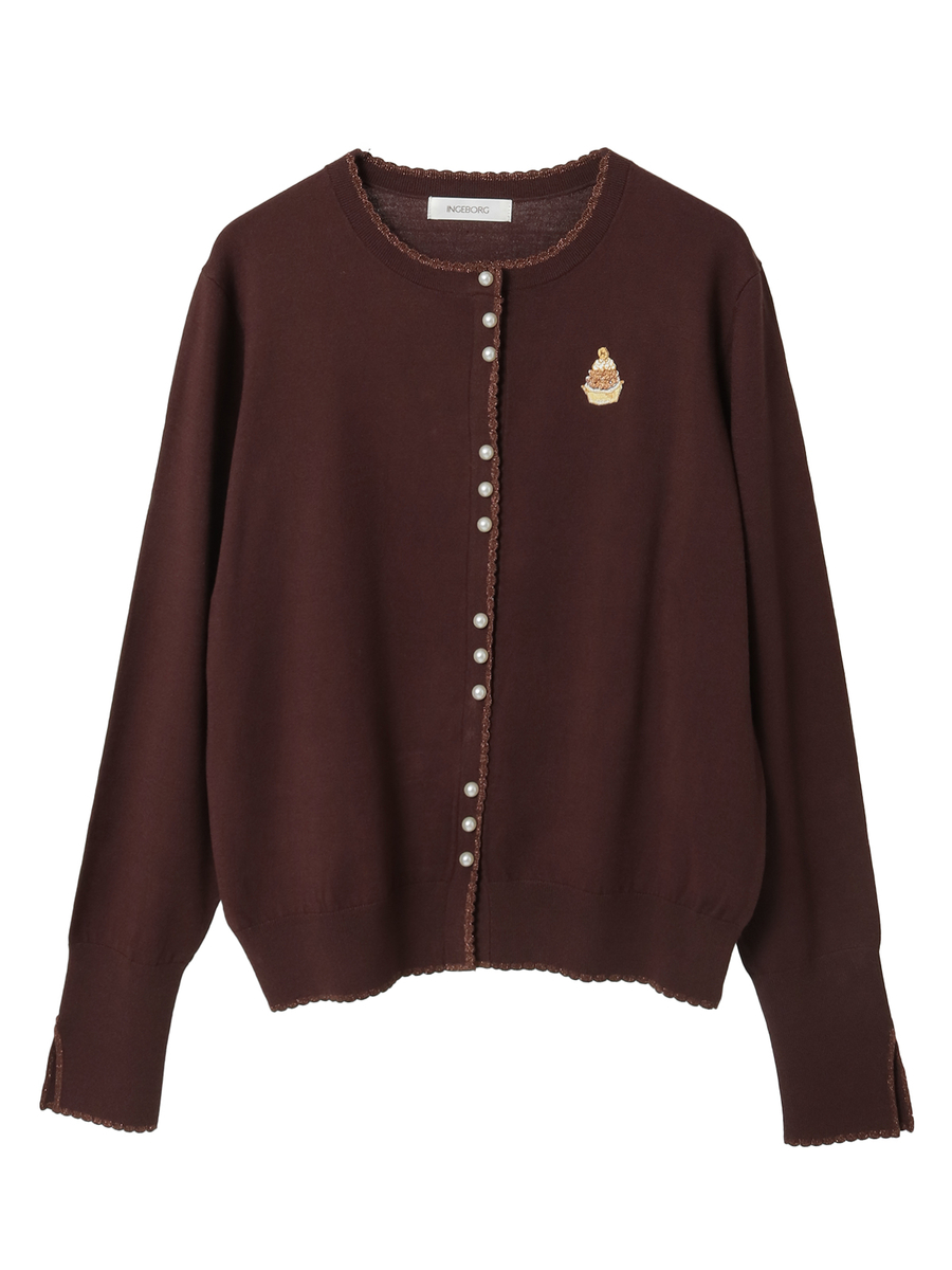 Le Salon de INGEBORGワッペン付きカーディガン 詳細画像 コゲチャ 1