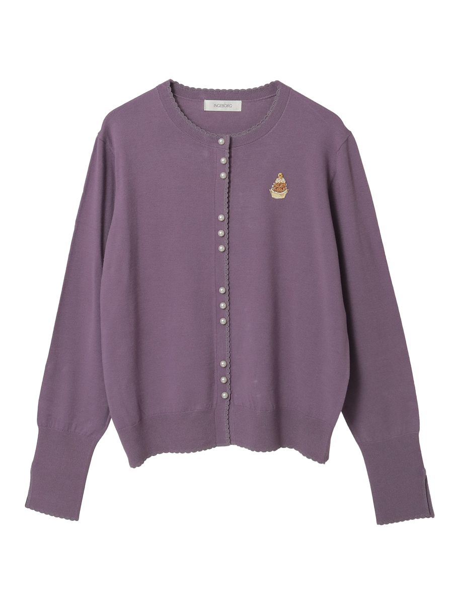 Le Salon de INGEBORGワッペン付きカーディガン 詳細画像 パープル 1