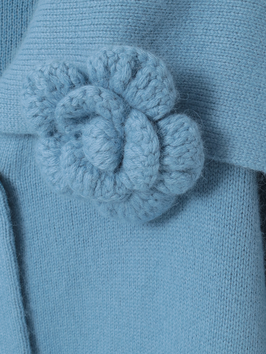 フラワーモチーフ付きニットコート 詳細画像 クロ 4