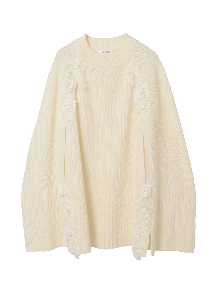 レース使いニットポンチョ 詳細画像 キナリ 1