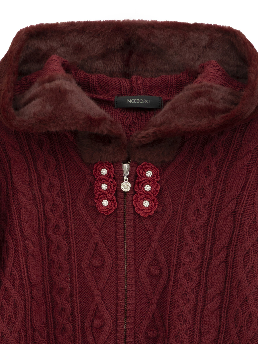 アラン編みフーディカーディガン 詳細画像 クロ 3