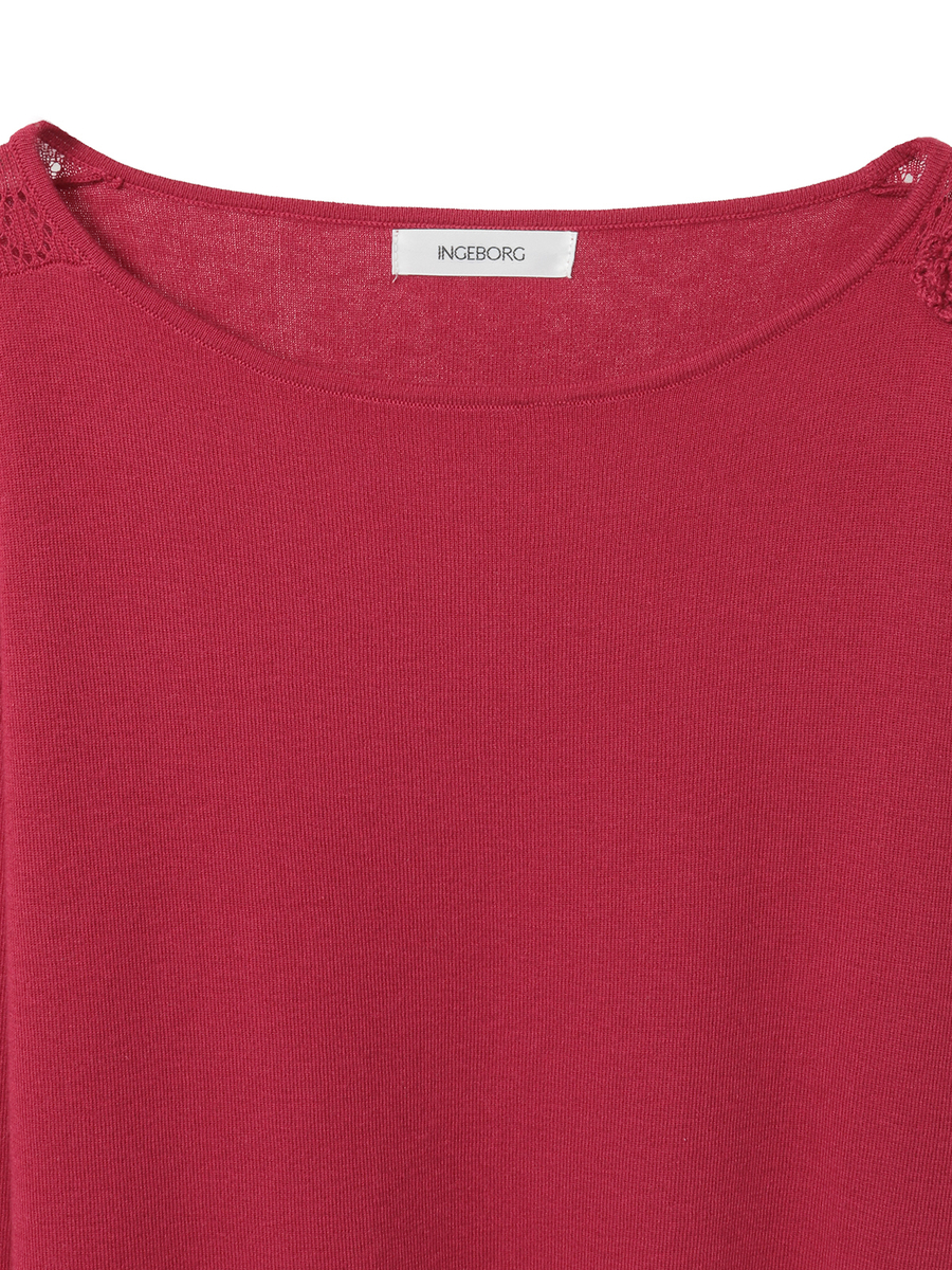 透かし柄アクセントニットプルオーバー 詳細画像 ピンク 3