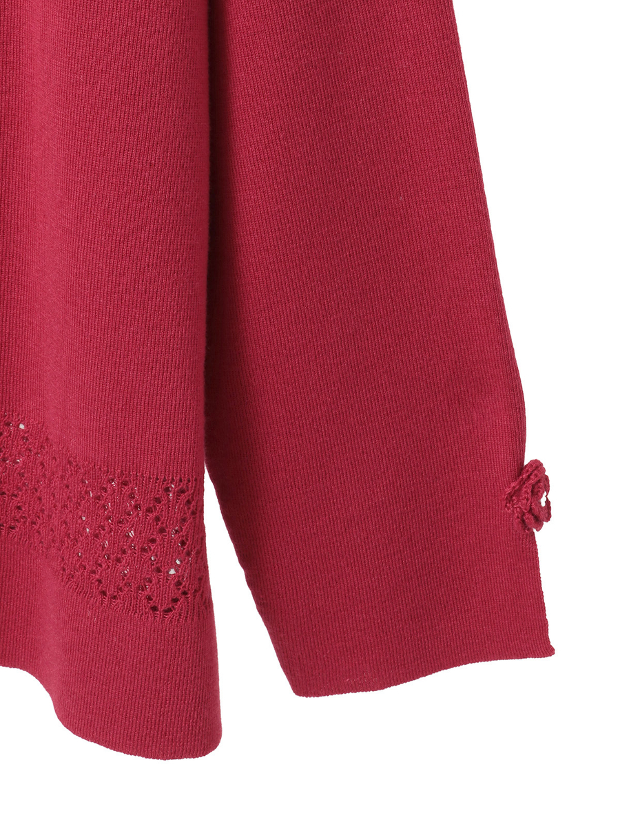 透かし柄アクセントニットプルオーバー 詳細画像 ピンク 4