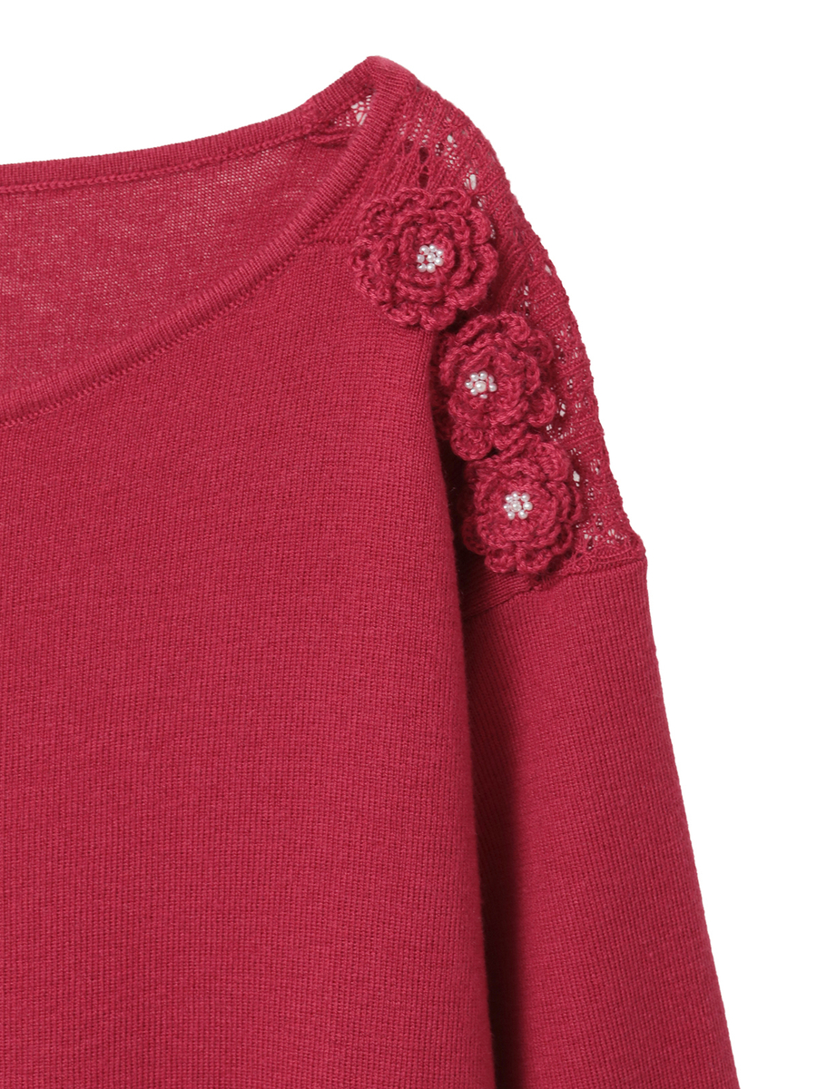 透かし柄アクセントニットプルオーバー 詳細画像 ピンク 6