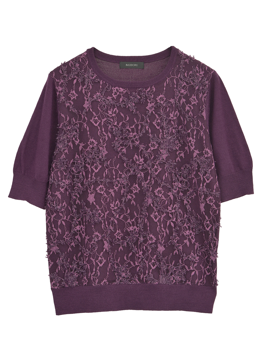 レースコンビニットプルオーバー 詳細画像 パープル 1