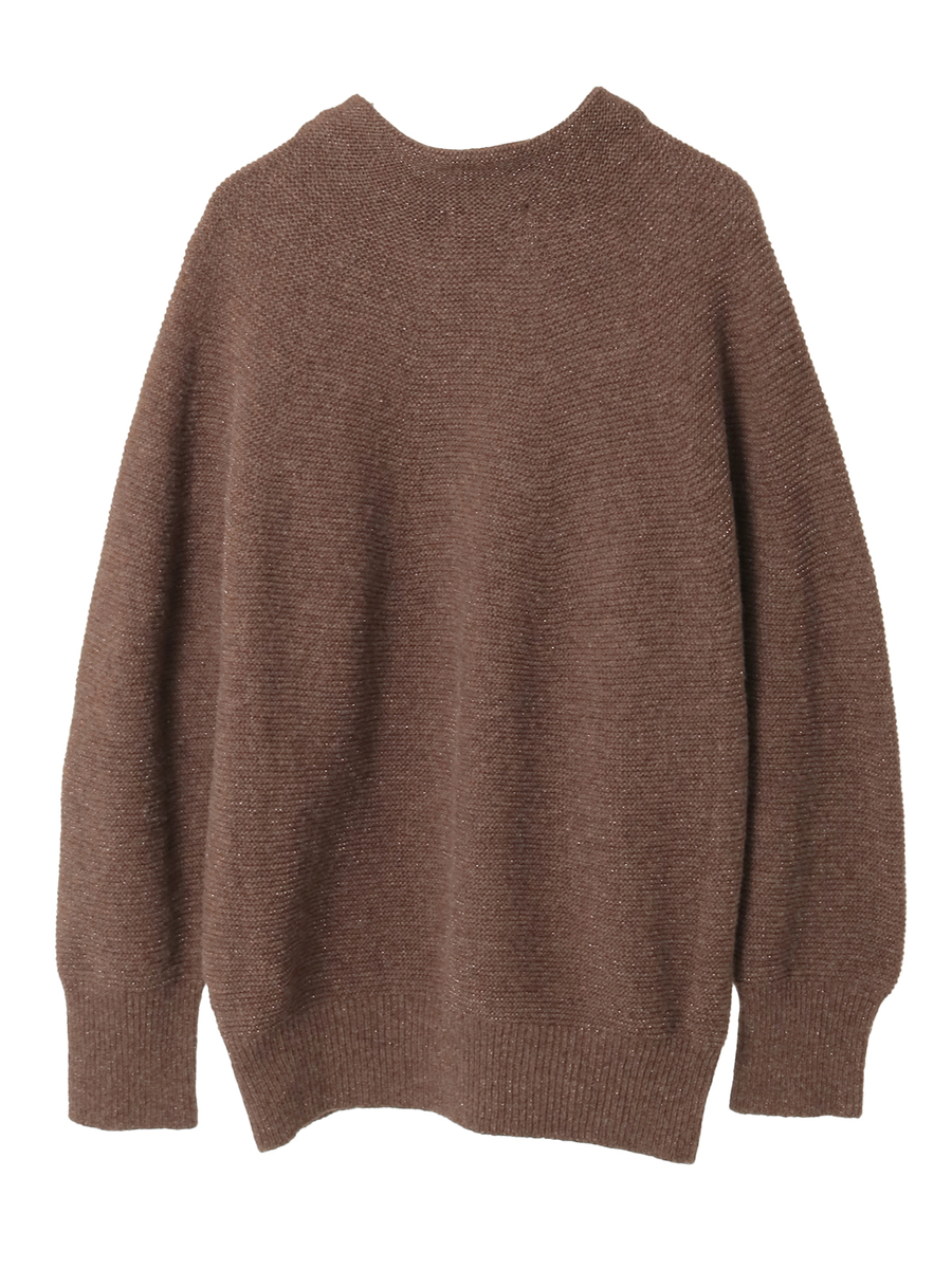 フラワーモチーフ付きボトルネックニット 詳細画像 ブラウン 2