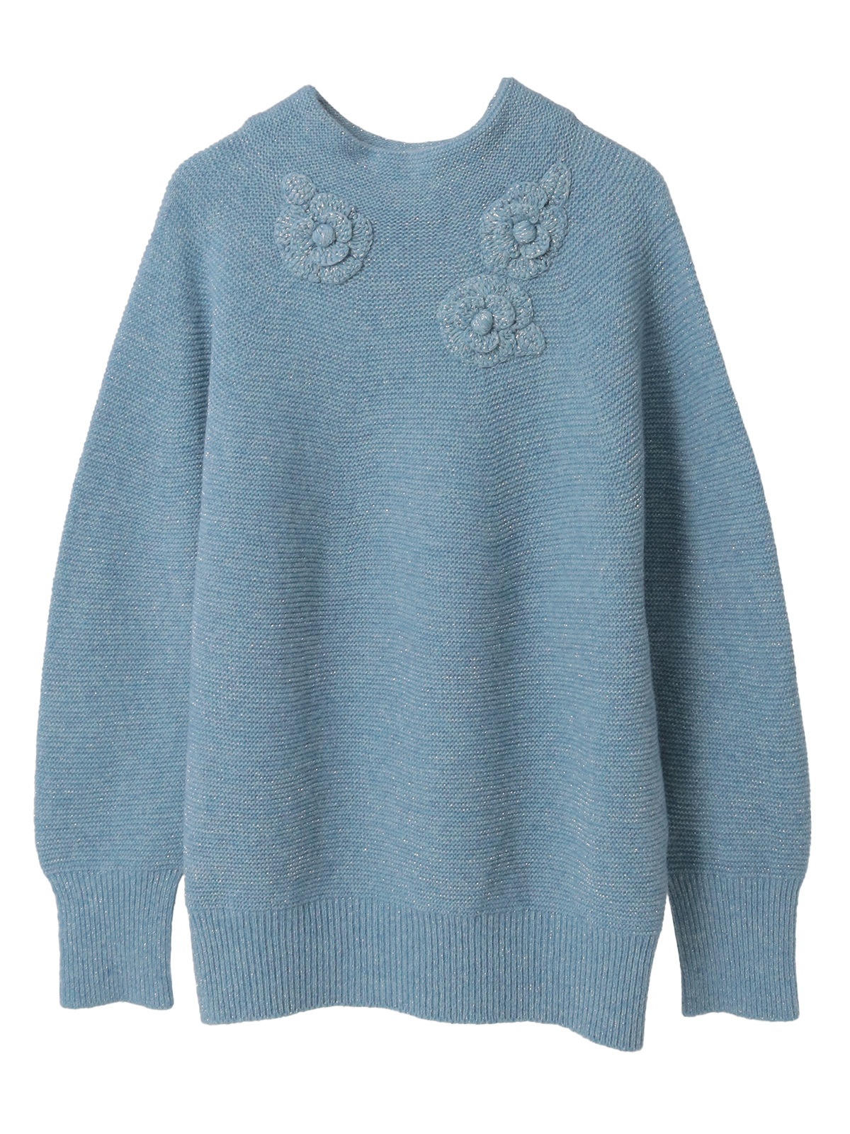 フラワーモチーフ付きボトルネックニット｜ピンクハウス