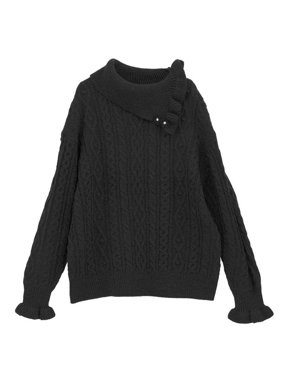 アラン編みプルオーバー 詳細画像 クロ 1