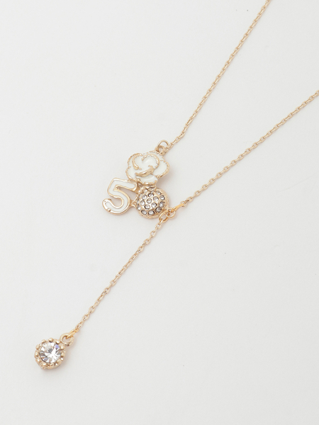 カメリア＆ナンバーチャームネックレス