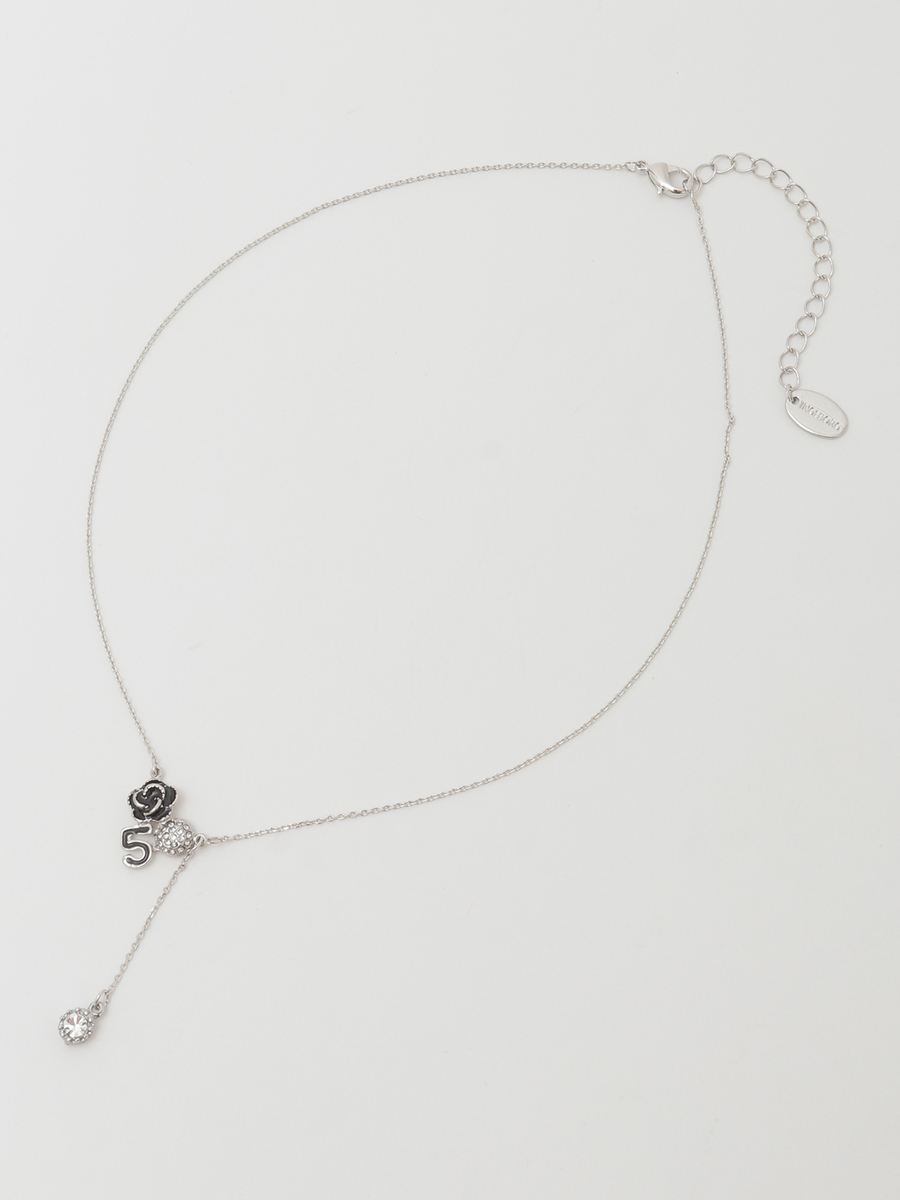 カメリア＆ナンバーチャームネックレス 詳細画像 オフ 2