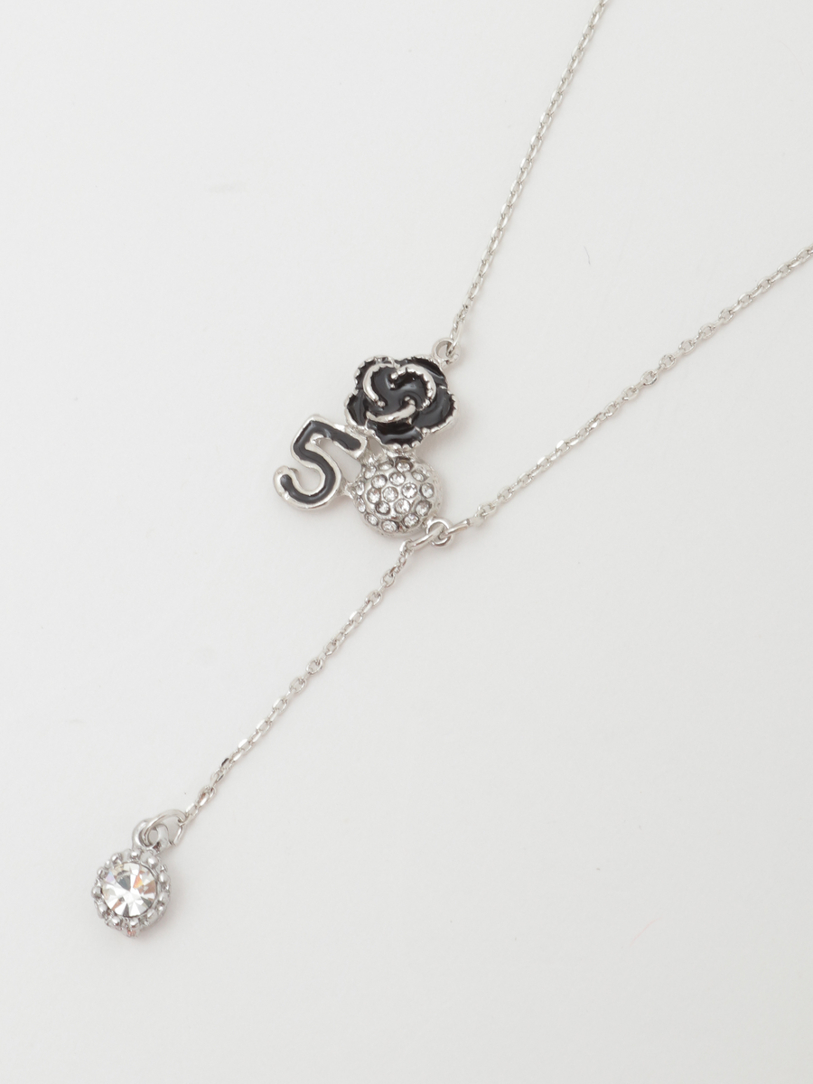 カメリア＆ナンバーチャームネックレス 詳細画像 クロ 1