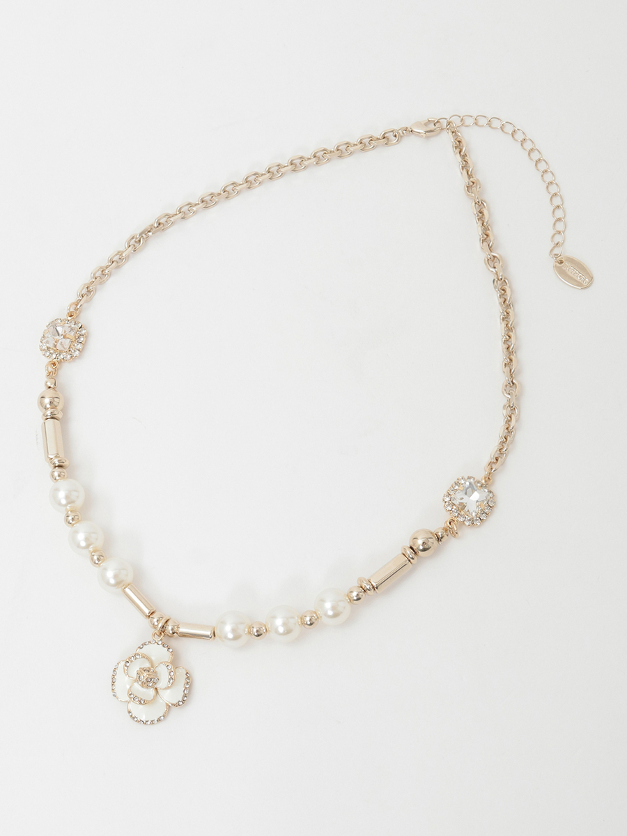 カメリアモチーフショートネックレス 詳細画像 クロ 1