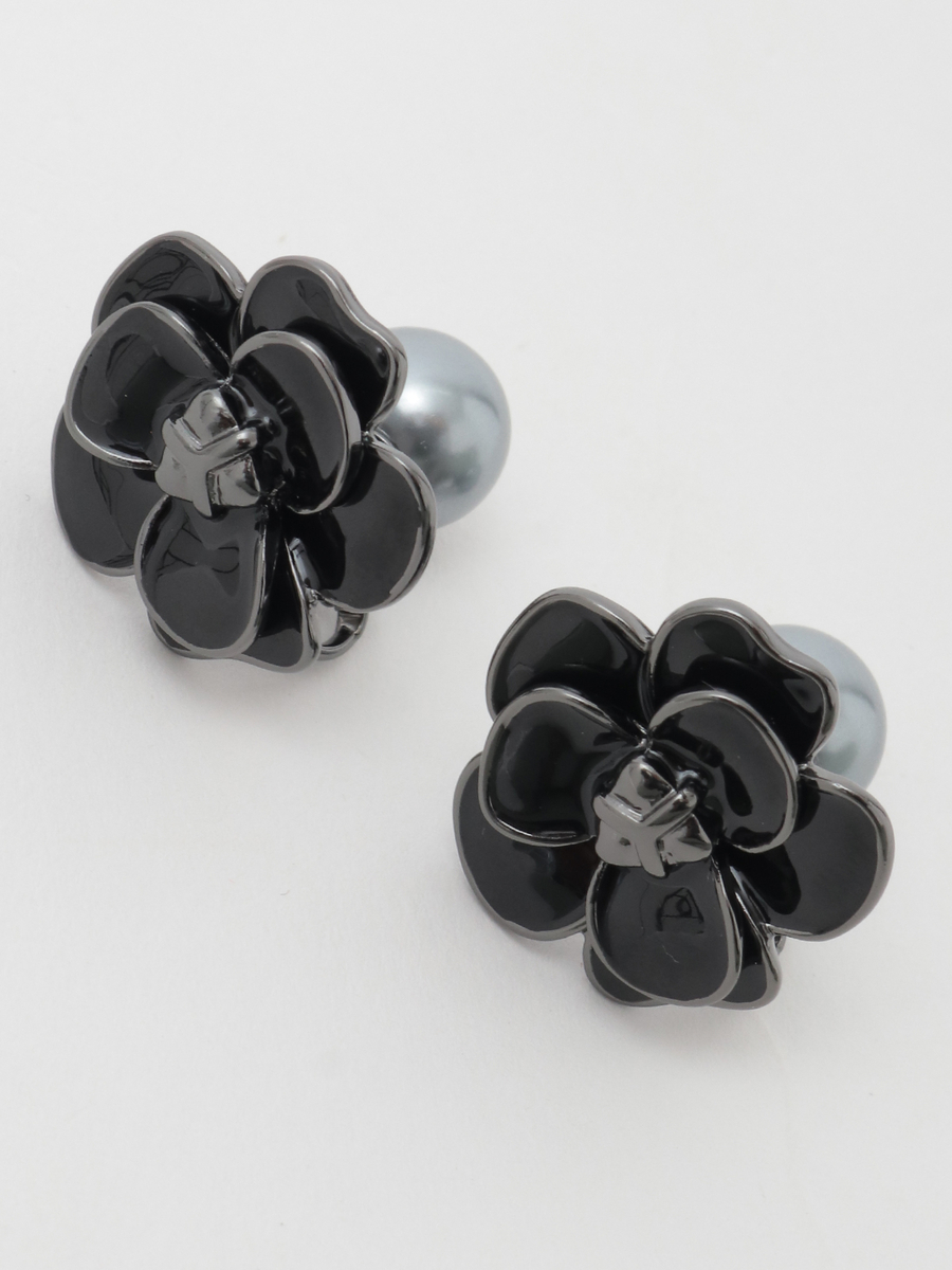 カメリアパールイヤリング 詳細画像 ブラック 1