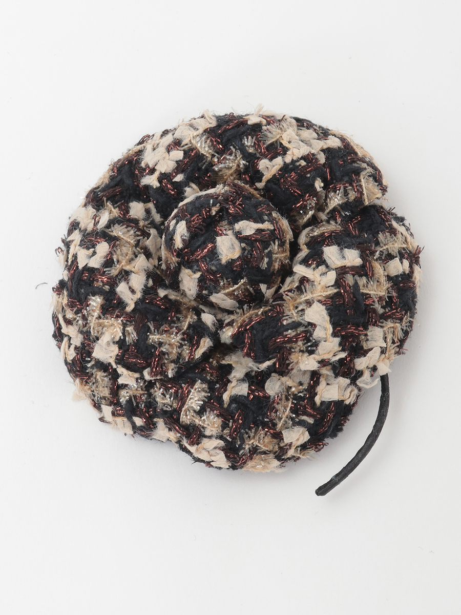 Selection of LINTONツイードカメリアコサージュ 詳細画像 クロ 1