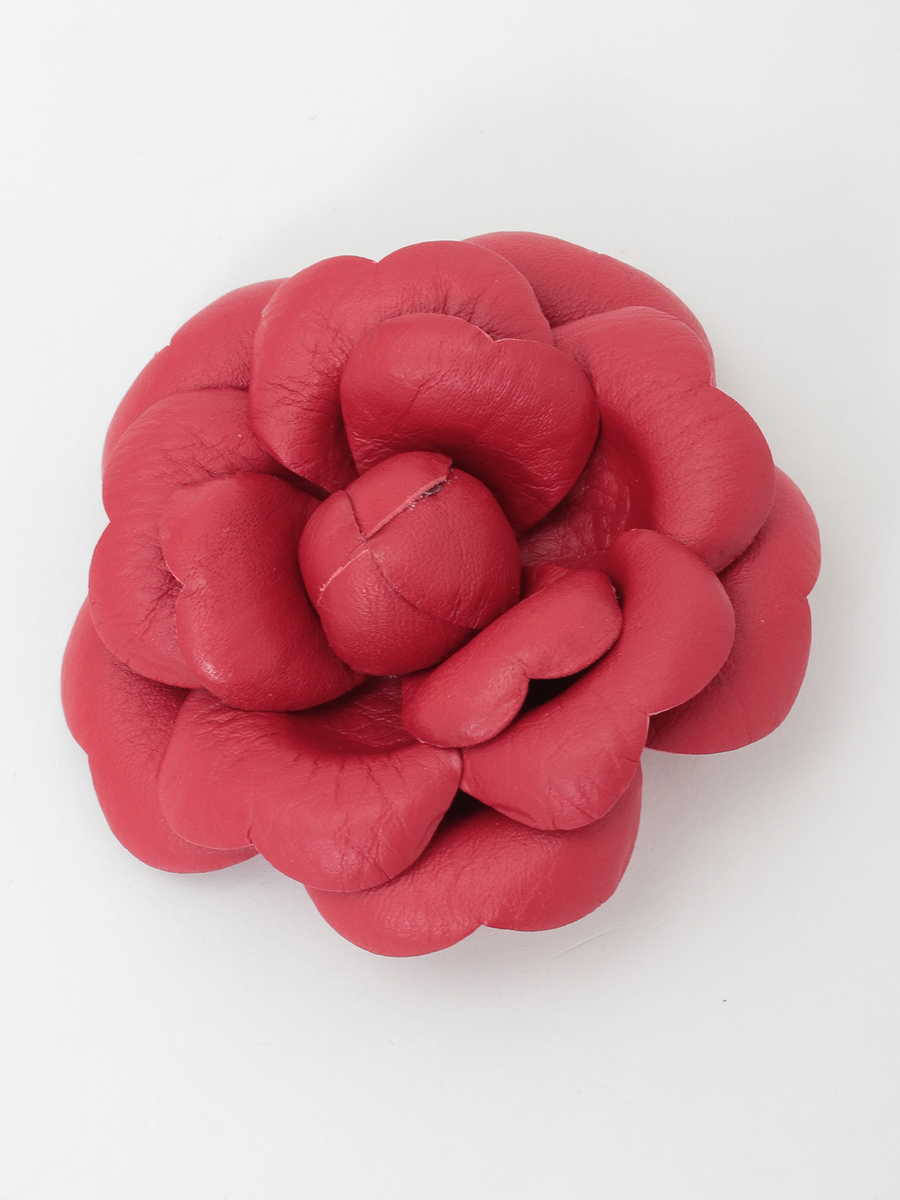 カラーレザーカメリアコサージュ 詳細画像 アカ 1