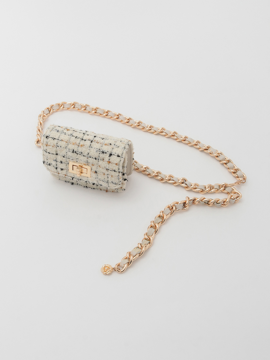 カナーレツイードミニバッグベルト 詳細画像 シロ 1