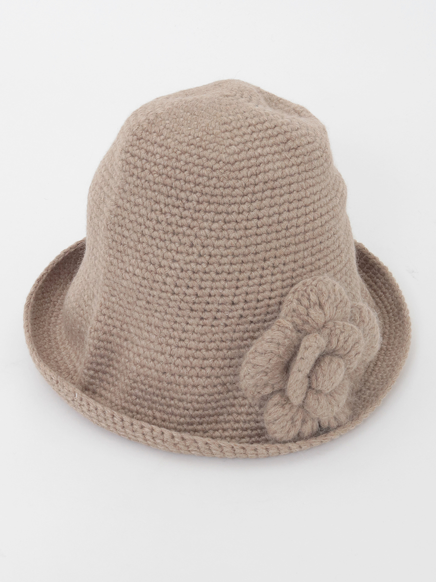 フラワーモチーフ付きニット帽 詳細画像 ピンク 3