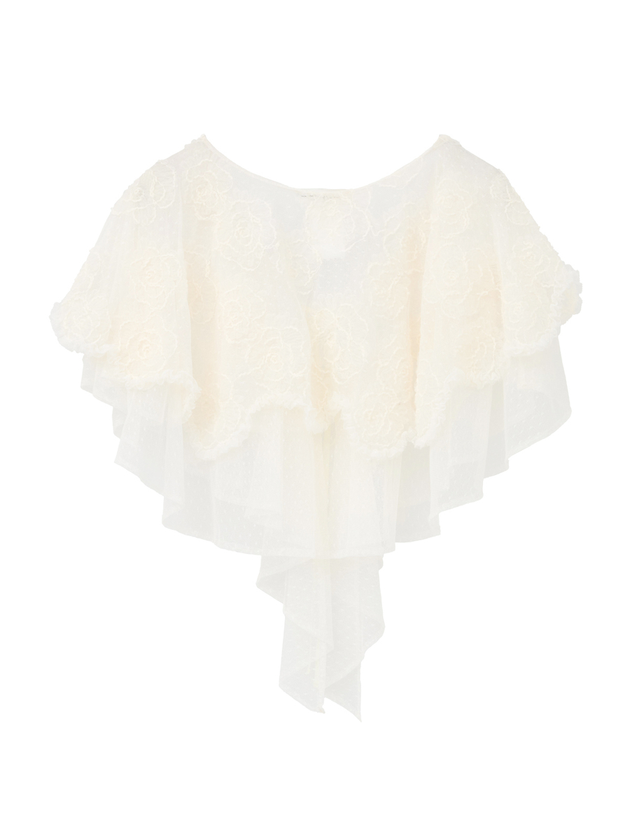 カメリアチュールレースフリルストール 詳細画像 クロ 2