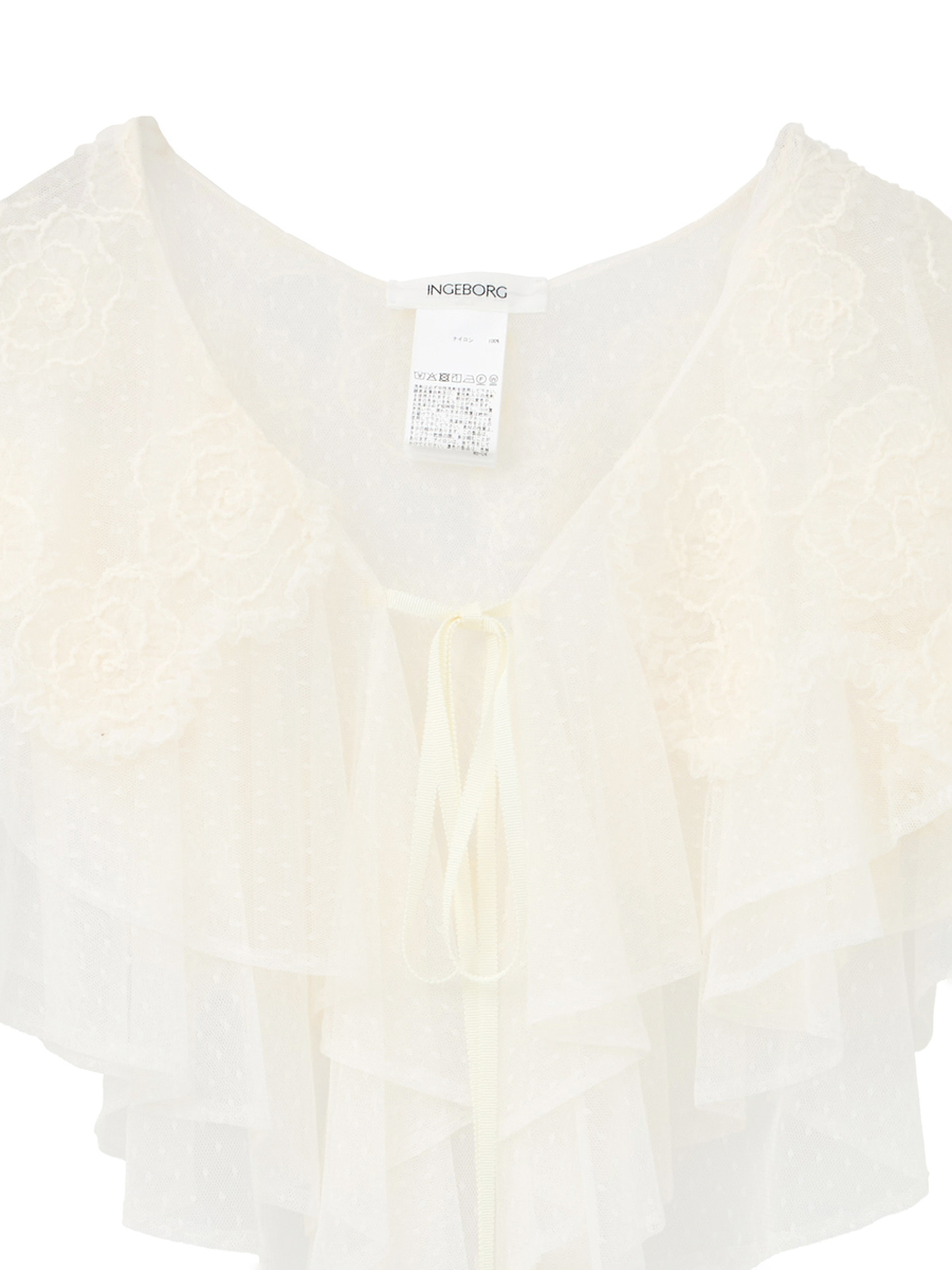 カメリアチュールレースフリルストール 詳細画像 クロ 3